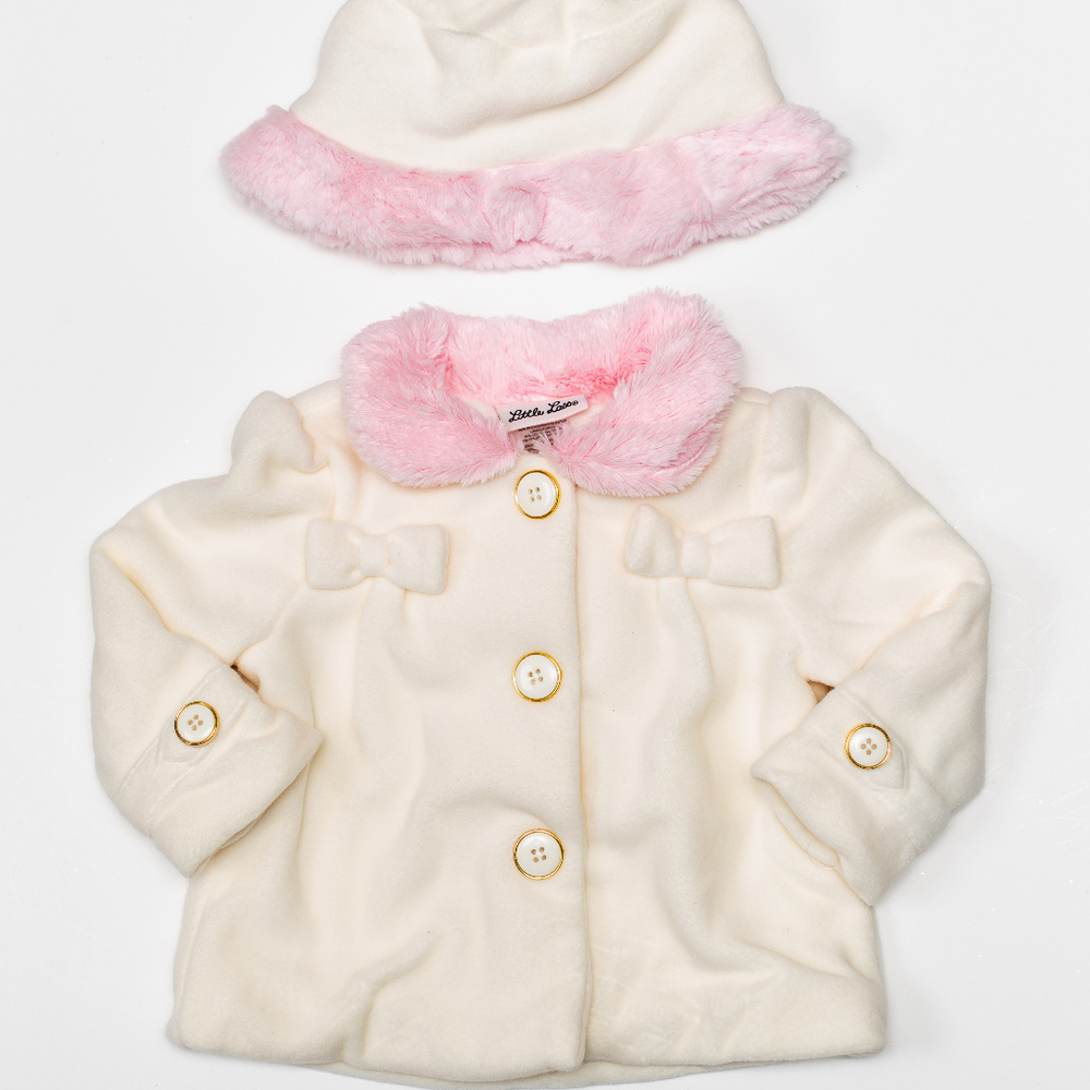 Little Lass Baby GIrl Pink Faux Fur w/ Hat